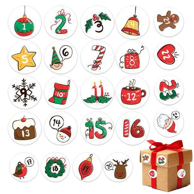 Kerst Advent Kalender Nummer Stickers 24 Dagen Van Kerst Nummer Stickers Kerst Sticker Advent Kalender Voor Enveloppen