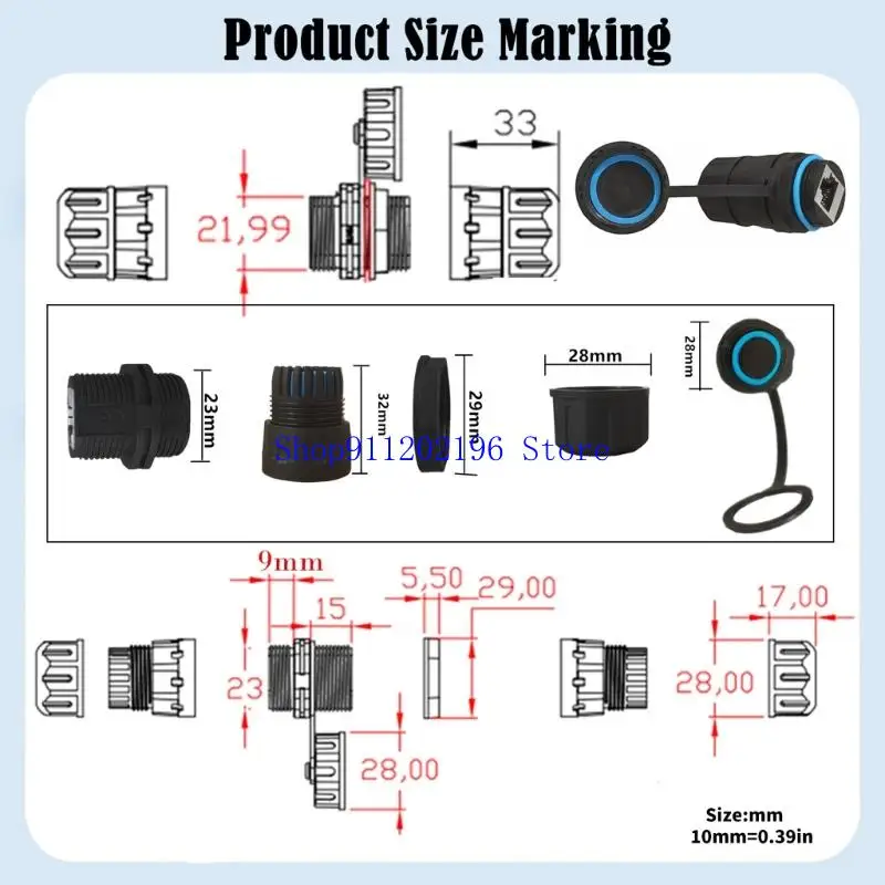 

P82A Всепогодный соединительный разъем RJ45 Cat6 с экранированием IP68 обеспечивает стабильное соединение в суровых условиях