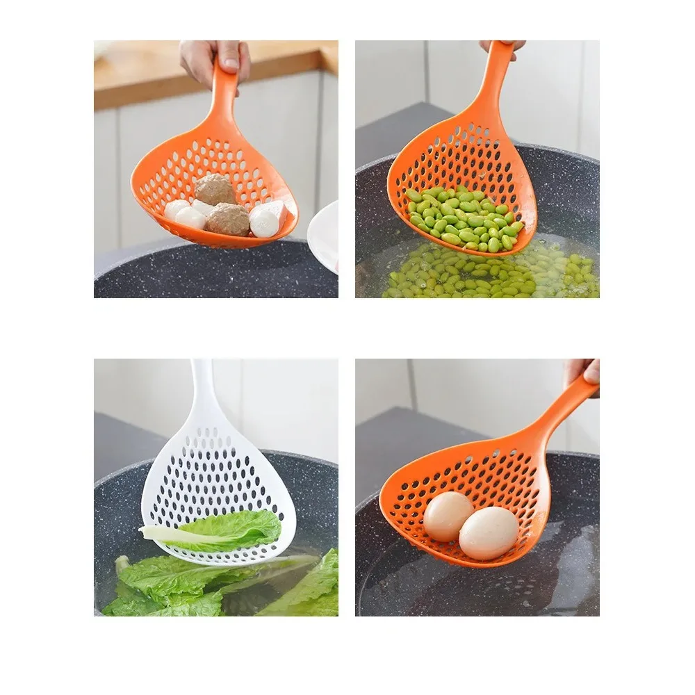 1pc Large Nylon Food Strainer Spoon - Creative Cooking Spatula, Colander, and Soup Strainer for Household Kitchen