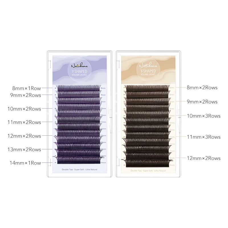 NATUHANA YY Shape Ombre Color Eyelashes Extension Two Tip Lashes C/D Curl Natural  Makeup Mesh Net Cross False Eyelash