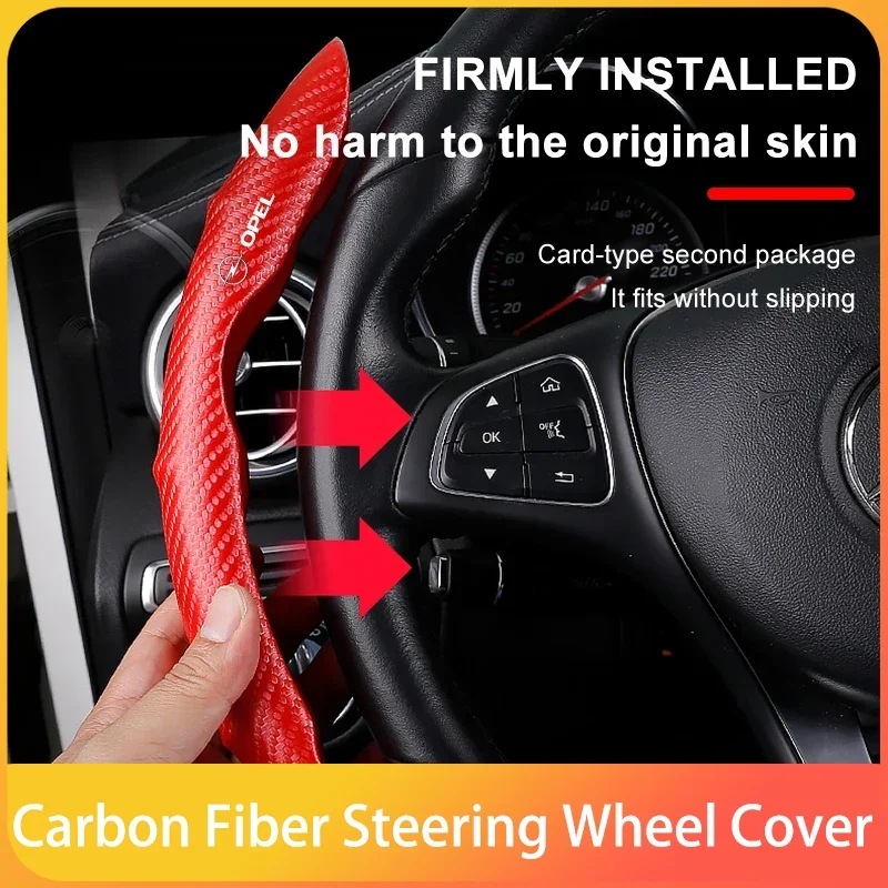 

Universal Car carbon fiber anti slip segmented steering wheel protective cover For Opel Astra j Insignia Mokka Vivaro Meriva