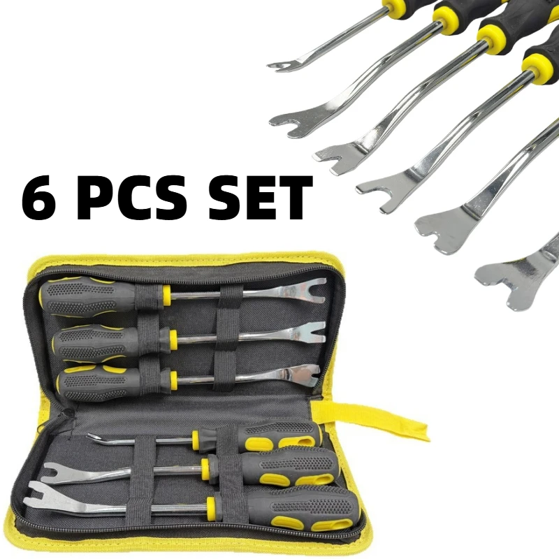 6 PCS V-shaped U-shaped Nail Puller with Hanging Holes Anti-slip Rubber Clips Carpenter Upholstery Staple Remover Nail Puller