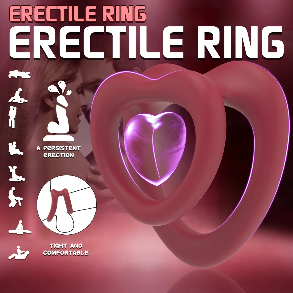 Love Shape Male Penis Ring Cock Rings for Men Penis Cockring High Elasticity Time Lasting Cock Ring Sex Toys for Male Couple