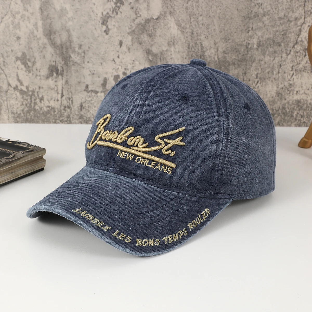 Cross-border vintage do old embroidered alphabet soft-top cowboy baseball caps for men and women daily commute sunhats
