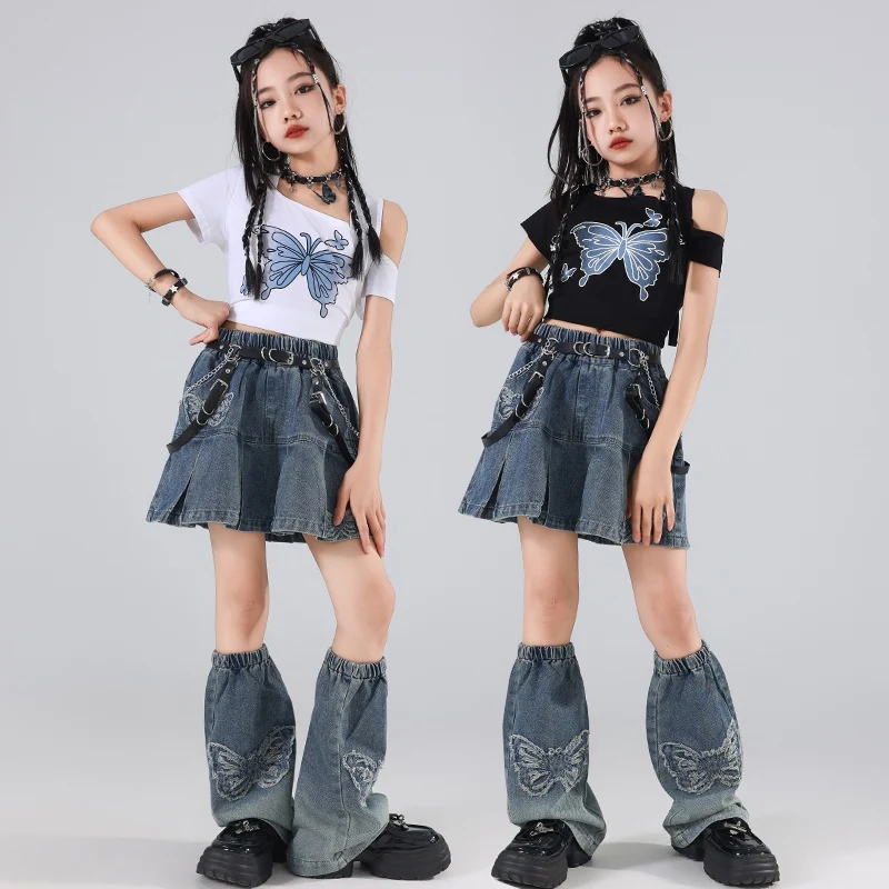 Jazz Dance Street Dance Butterfly Outfits Hip Hop Clothes Short Vest Shirt Cool Performance Suit Catwalk Show Costumes DQL9478