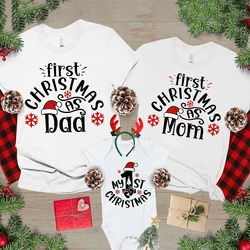 Family Xmas Matching Outfits 1St Christmas Print Dad Mom Shirt Baby Romper Family Clothes Christmas Party Family Gift Shirt