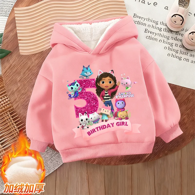 غابي دولهاوس عدد هوديس القطن عيد ميلاد بلايز لطيف أنيمي طباعة الحلو الفتيات ملابس الأطفال الشتاء الدافئ بلوزات هدية