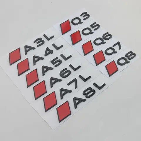 아우디 Q3 Q5 Q6 Q7 Q8 A3L A4L A5L A6L A7L A8L 엠블럼 신형 3D ABS 차량 바디 리어 트렁크 장식 배지 스티커 자동차 액세서리