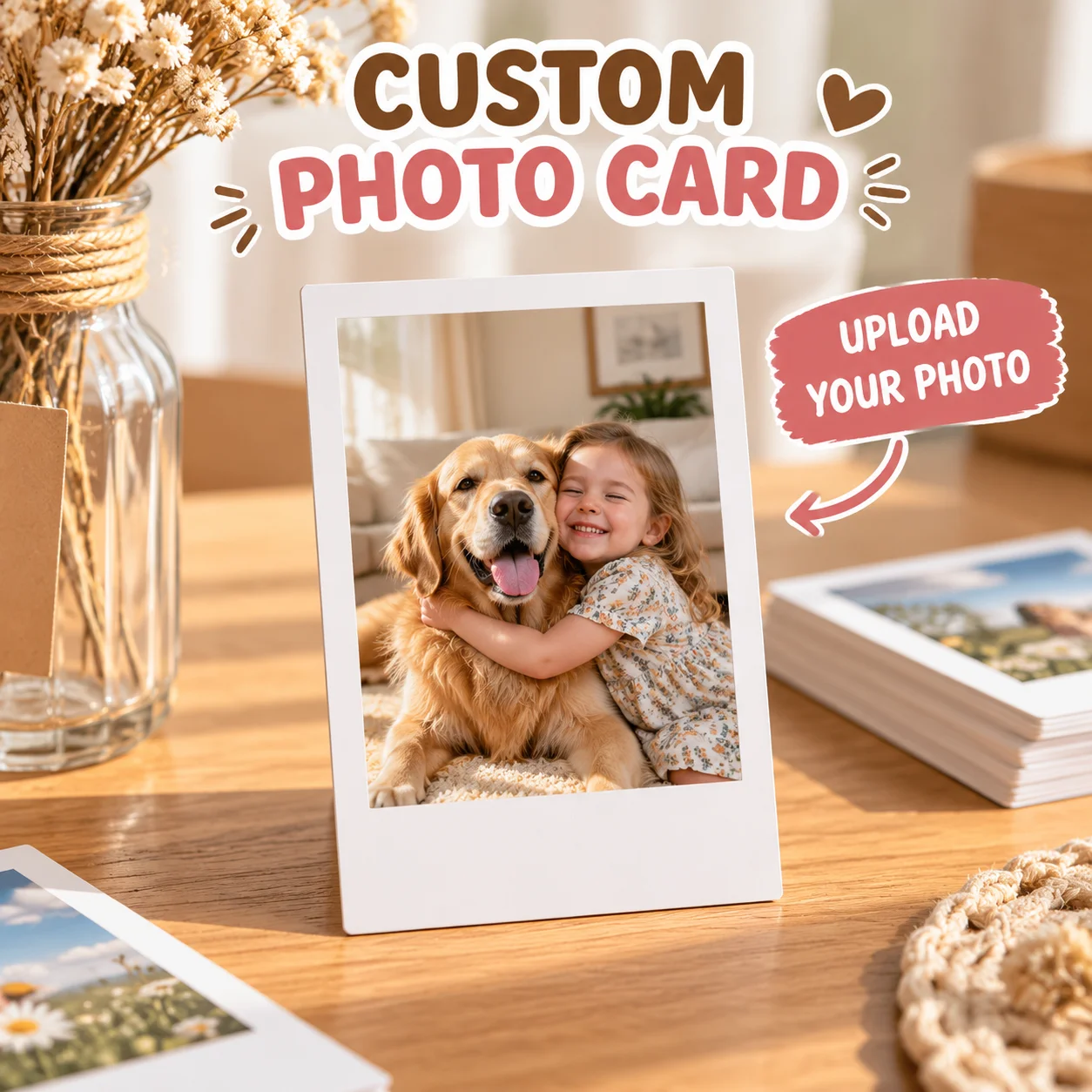 Custom Photo Cardstock 250g White Card, Personalized Image Photo Cards Mini 3 Inch for Fans Collection Gift
