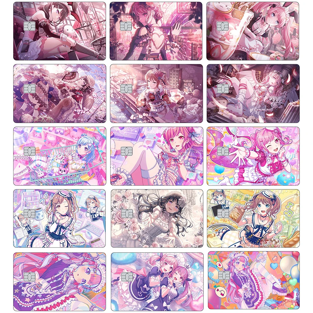 ملصقات غير لامعة لبطاقة الائتمان Anime BanG Dream Ran Mitake لبطاقة البنك VISA Mastercard JCB وغيرها من البطاقات المغناطيسية IC