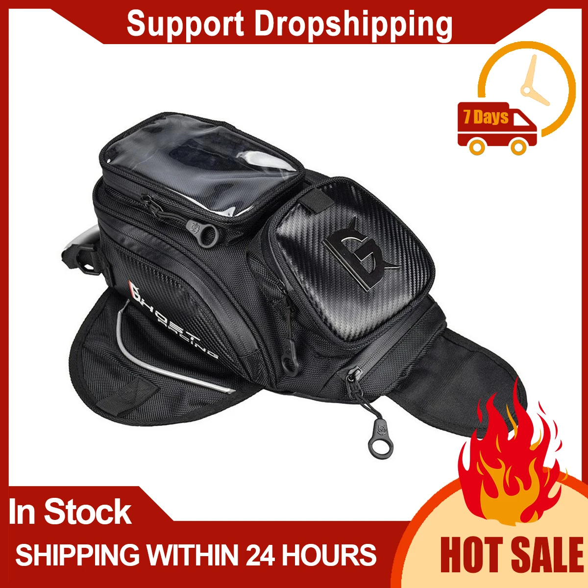 

Waterproof Motor Tank Bag Black Oil Fuel Tank Bag Magnetic Motorbike Saddle Bag Single Shoulder Bag Motorcycle Backpack
