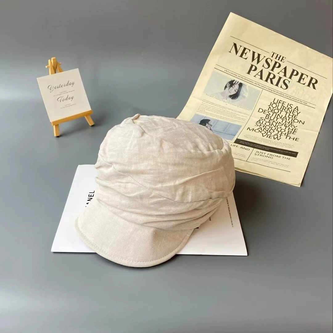 

Lightweight Breathable Linen Newsboy Cap Spring and Summer Solid Color Cotton Mixed Baseball Caps