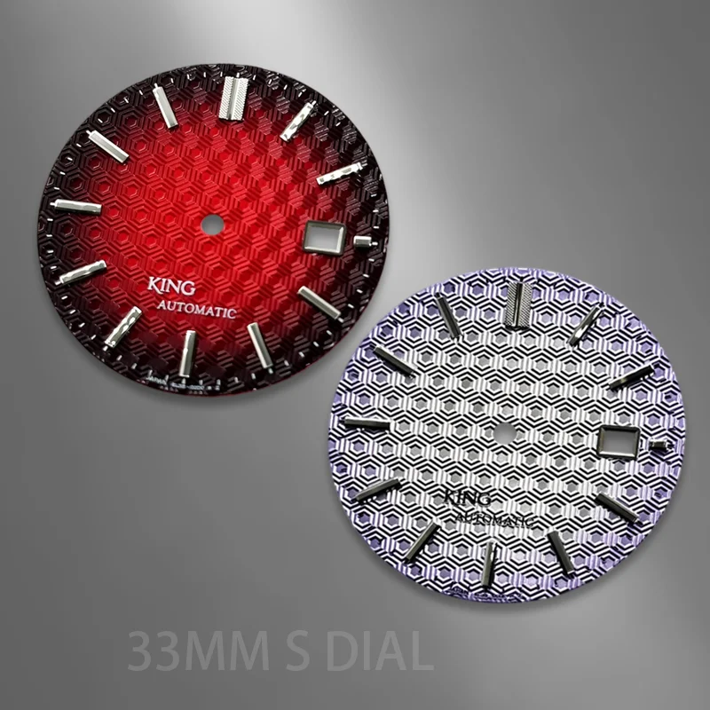 NH35 Dial 33mm S Dial No Lume Honeycomb Hexagonal Gradient Suitable for NH35 Movement Watch Modification Parts