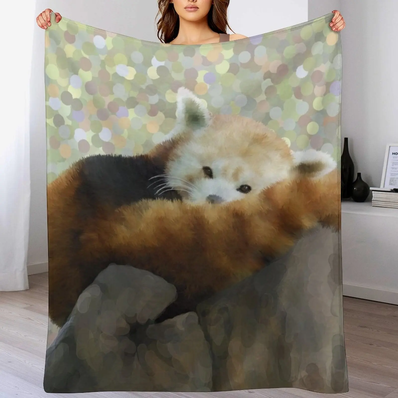 Tired Red Panda Throw Blanket Cozy Napping Blanket Gift for Mom Dad