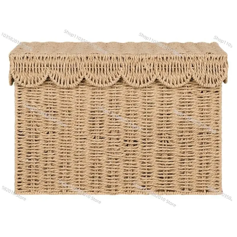 

Paper rope woven clothing basket wave cover storage basket box living room toy sundries box pastoral storage