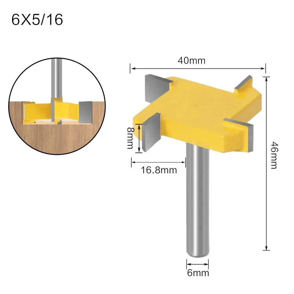 For Woods Shank Router Bit 1/4 Inch 6mm Carbide Tipped Straight Cutter Surfacing Cutter Handle For Woodworking