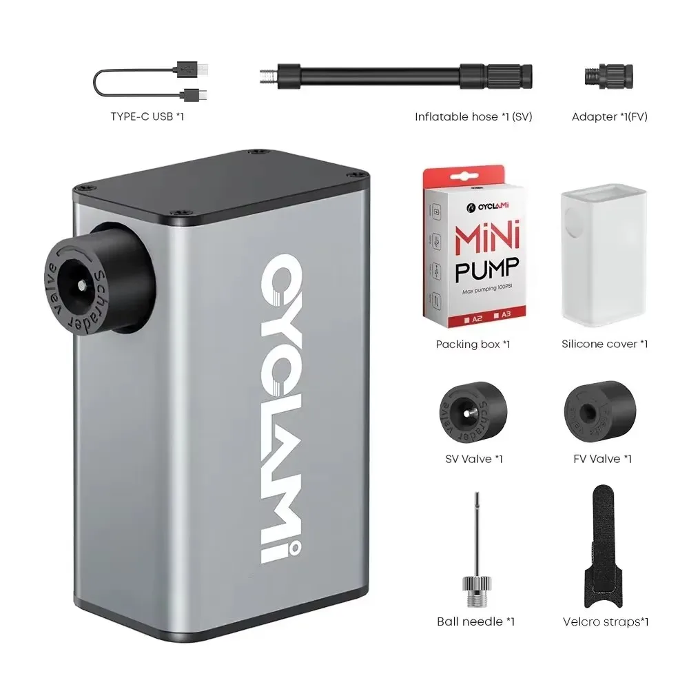 

Portable Pocket Air Pump 100PSI Bicycle Air Electric Pump Rechargeable Tire Inflator Real-time Data Display Mini Air Pump