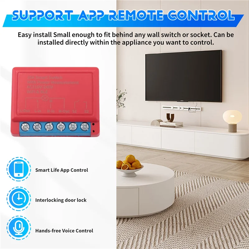 

A29F-Tuya Wi-Fi умный выключатель с измерением мощности 16A мини-выключатель «сделай сам» поддержка приложения дистанционное управление голосовое управление