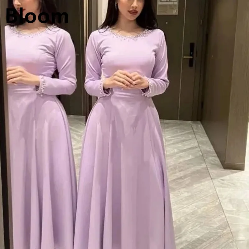 Purple Prom Dresses For Women Evening Dress Beads Backless A-Line Button Vestidos De Graduation Robes De Soirée Party Gowns