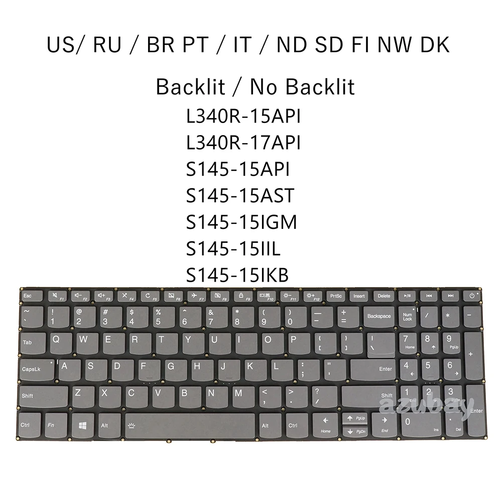 Keyboard For Lenovo L340R-15API L340R-17API S145-15API S145-15AST S145-15IGM S145-15IIL S145-15IKB US Russian BR Italian Nordic