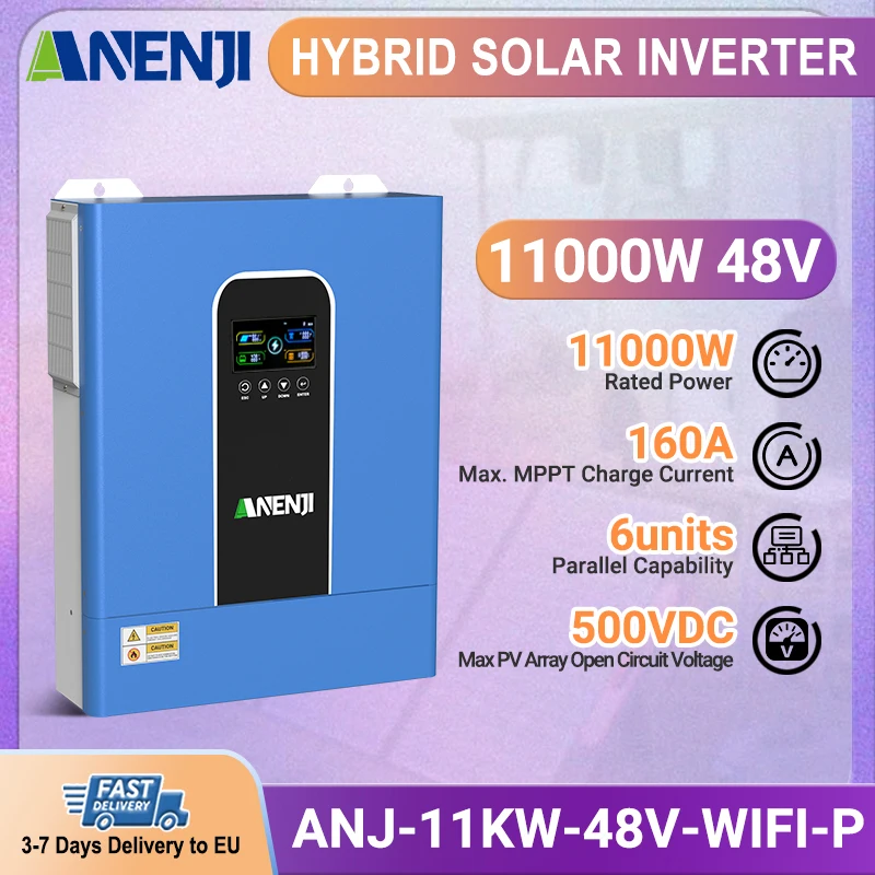 

11KW Parallel Solar Hybrid Solar Inverter 11000W 48V MPPT Pure Sine Wave Inverter Built-in 160A Charge 6units Charger PV 500VDC