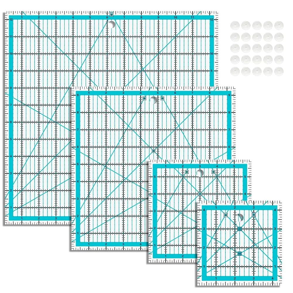 

Quilting Rulers, Acrylic Quilt Ruler,4 Square Fabric Cutting Ruler (4.5\\X4.5\\, 6\\X6\\, 9.5\\X9.5\\, 12.5\\X12.5\\), Quilti