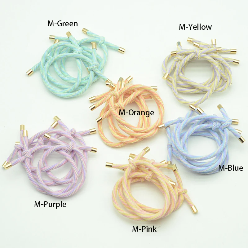 30PCS 5mm Twilled Cords Knotted Elastic Hair Bands Golden Caps Hair Ties for Girls Elasticity Ponytail Holders Hair Scrunchies