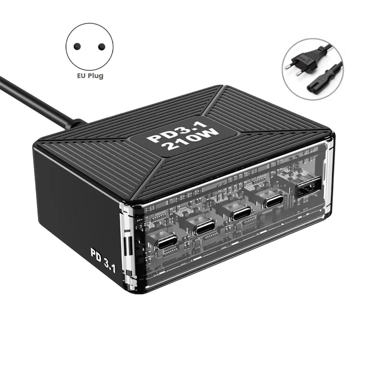 

A14M 210 Вт PD 3.1 GAN Настольное зарядное устройство USB Type C Станция быстрой зарядки для Pro//p.SamsungS23 Phone Tablet EU PLUG