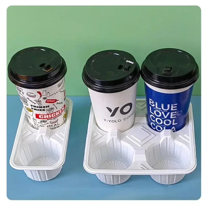 Thickened Disposable Plastic Cup Holder   Drink Coffee Takeaway Packaging  Anti Spill 1/2/3/4/6 Cup Holder White Fixed Rack Tray