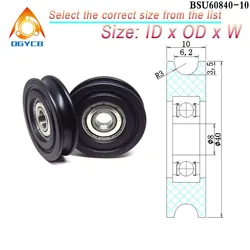 2pcs Delrin POM 8x40x10 mm U Type Groove Bearing Wheel BSU60840-10 8 mm Bore 40 mm Diameter Nylon Track Guide Roller Pulley