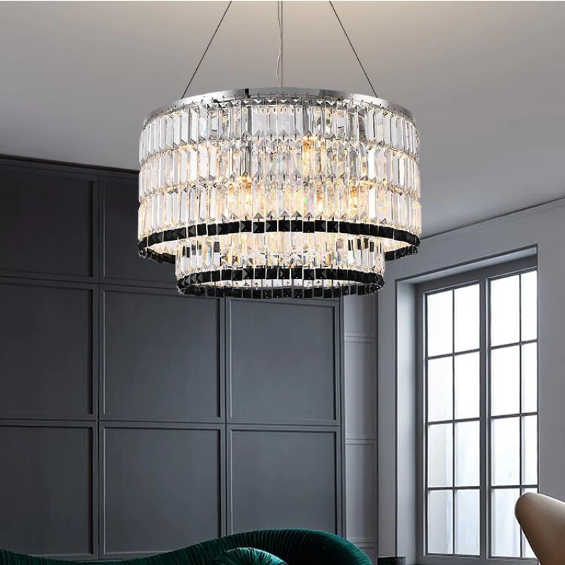 Modern Living Room K9 Crystal Chandelier Luxury Villa Designer Lamp Transparent Crystal Lamp