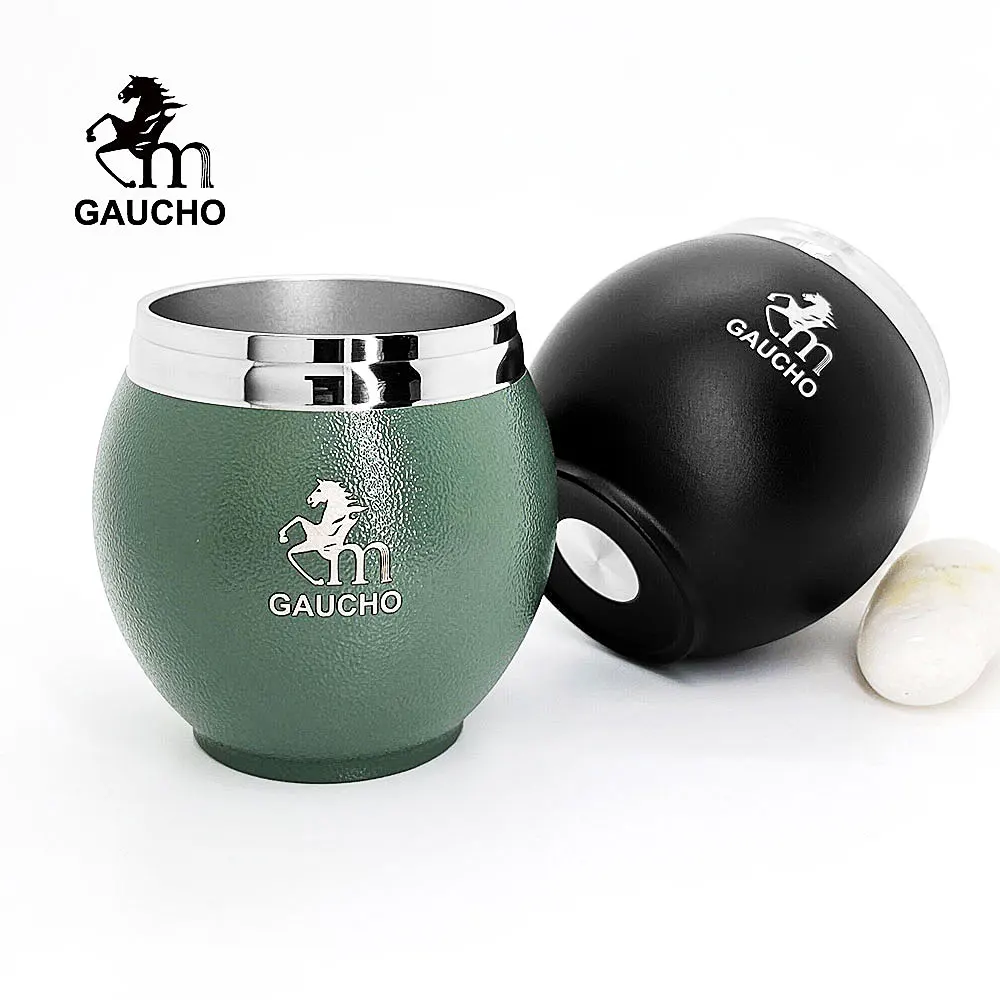 1 PC/Lot Gaucho Yerba Mate Gourds Stainless Steel Argentina Calabash cups 280 ML Tea Mug Double Wall Heat Insulated MT033-280