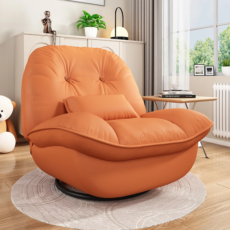 

Lazy Hotel Living Room Chairs orange Reading Swivel Aesthetic Living Room Chairs Individual Fauteuil Design Replica Furniture