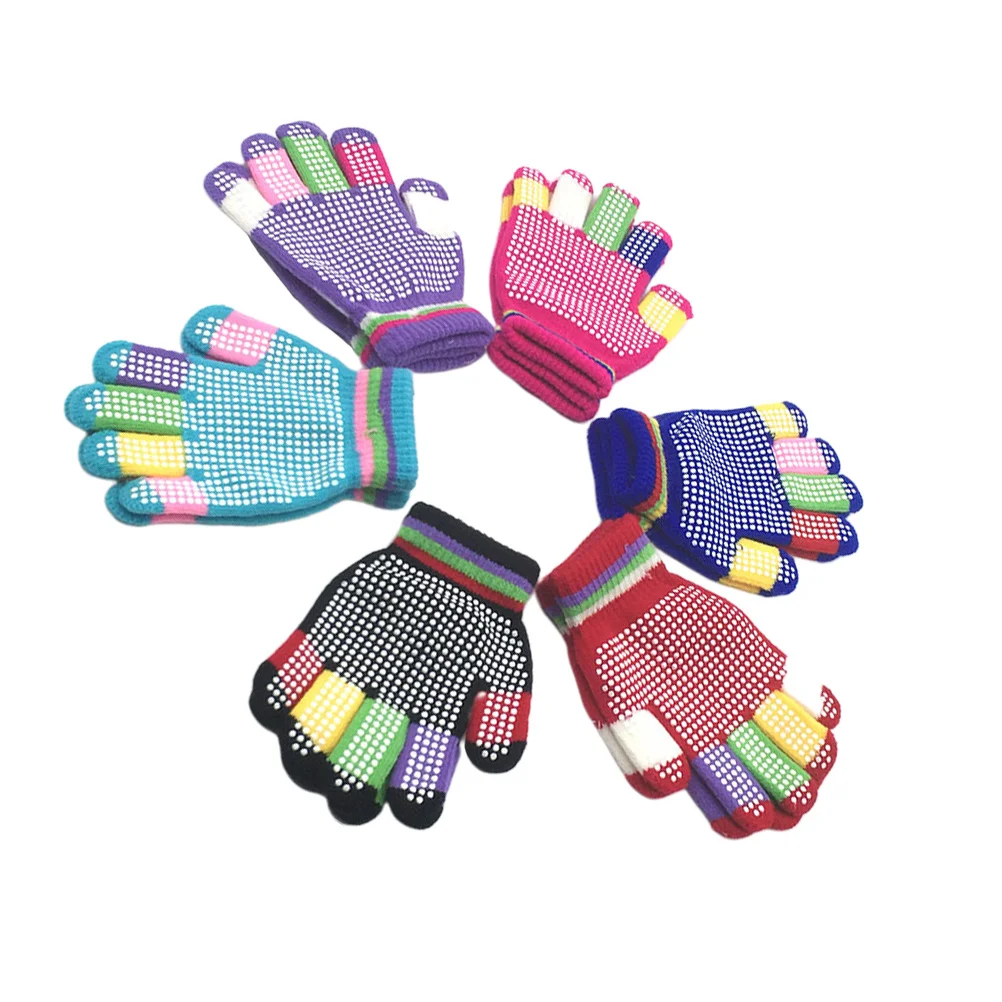 

12Pairs Winter Gloves Anti-Slip Palm Design Warm Stretchy Fabric for Cold Weather Activities Thermal Gloves