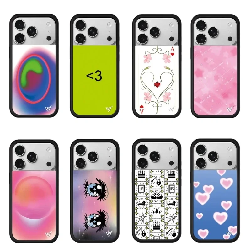 حافظة لهاتف آيفون 17 15 14 13 12 16 Pro Max Plus wf Love منقوشة باللون الأحمر الخوخي A #1