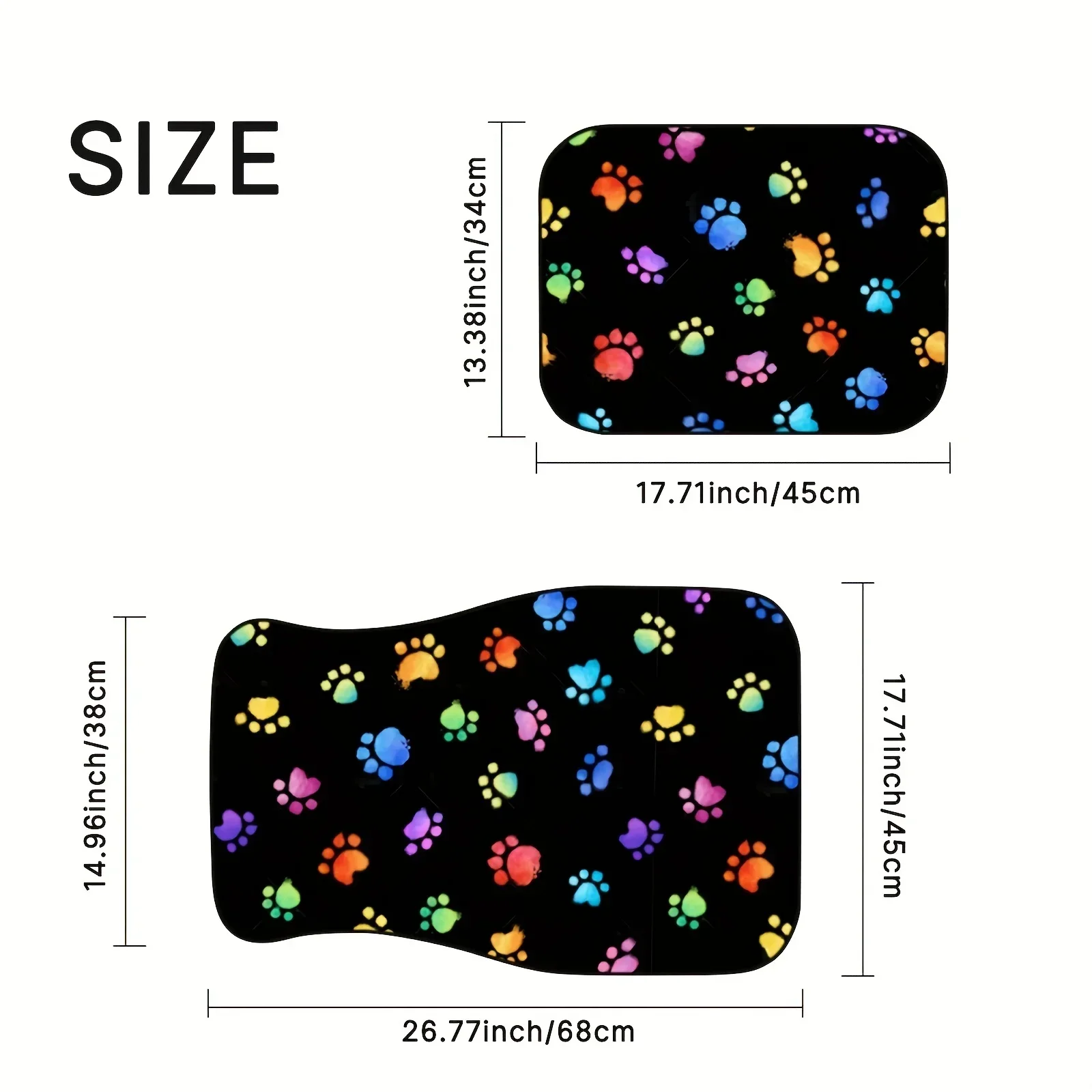 4Pcs Cute Dog paw pattern Car Floor Mat Non-Slip Car Carpet Easy Clean and Wear-Resistant Front and Rear Universal  Floor Mat