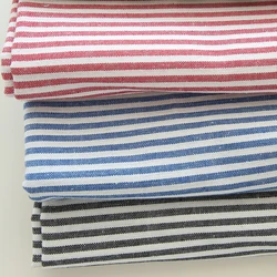 Vintage Spring Red Stripe Thick Cotton and Linen Fabric for Tablecloth, Pillowcase, Skirt, Shirt Cloth, 140x50cm