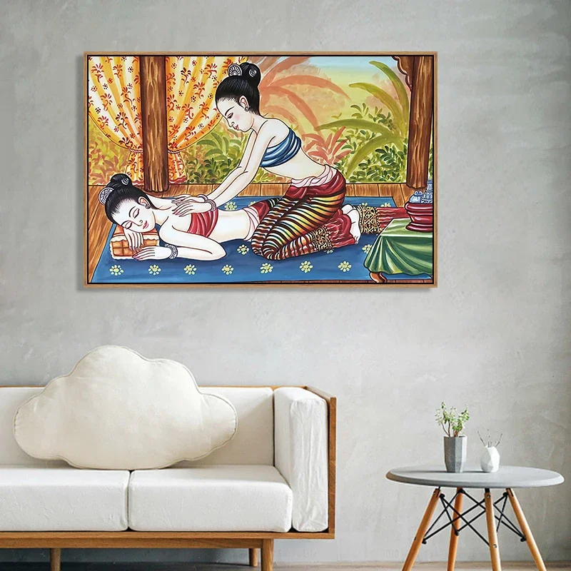 Southeast Asian Thai Massage Yoga Health Salon Posters Pictures Canvas Wall Art Home Decor Paintings for Living Room Decoration