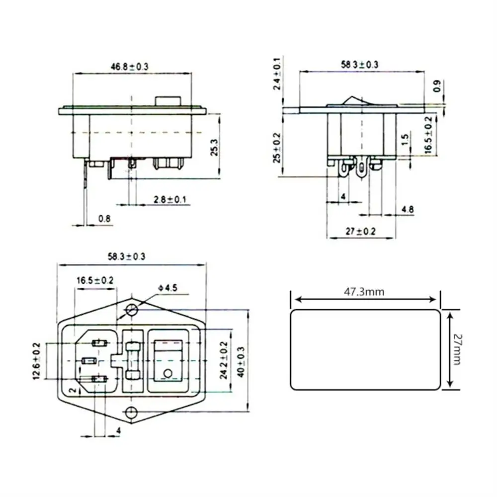 

3 in 1 15A AC Power Socket 10A/250V Fused Boat Rocker Switch 3Pin Power Rocker Switch for 3D Printer