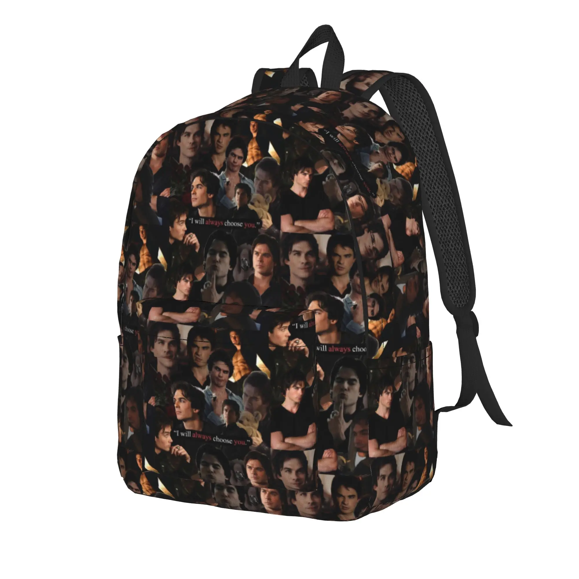 The Vampire Diaries Resuable Movie Backpack Men Damon Salvatore Lightweight Backpacks Polyester Casual High School Bags Rucksack
