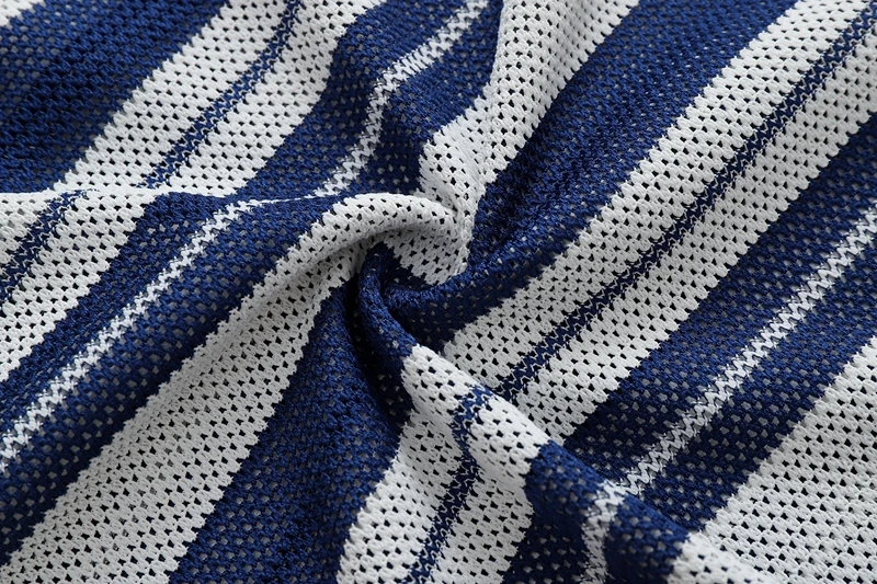 Retro Blau-Weiß Gestreifte Netzstrick-Hemden für Herren Ausgehöhlte Kurzarm-Strickjacke Sommer Hawaiianische Strandhemden Lässige Übergrößen-Hemden – Detail 12