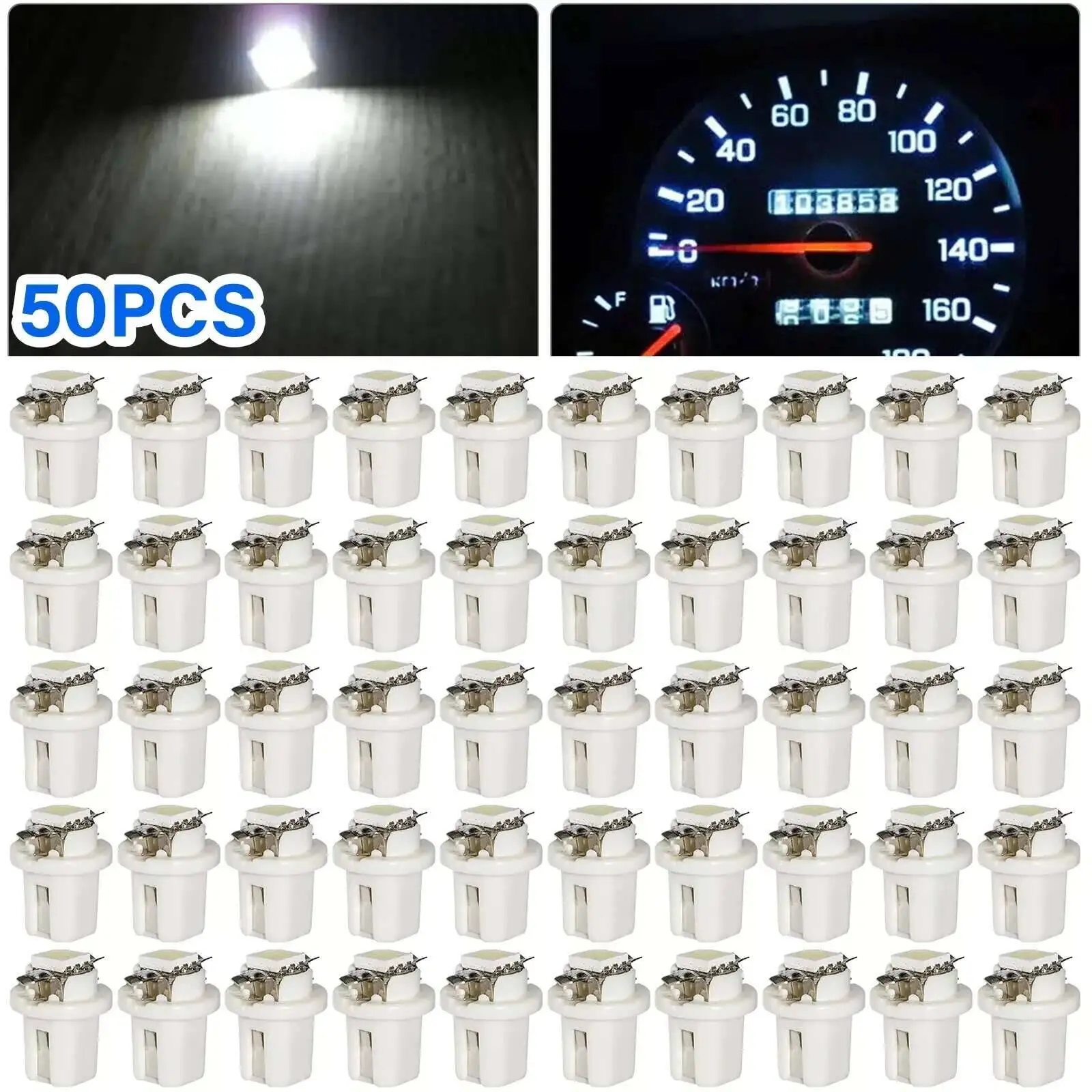 10-50Pcs T5 B8.5D LED Light Car Speed Lights Bulb Cars Interior Lamp Accessories Dashboard Side Switch Lamps 12V