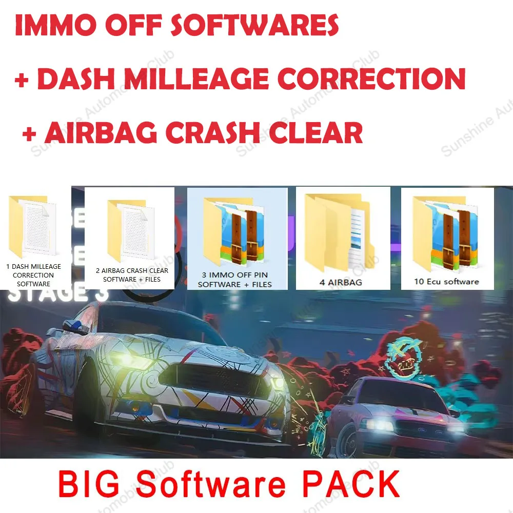 

IMMO OFF FILE PACKAGE Immo Airbag DASH MILLEAGE CORRECTION + AIRBAG CRASH CLEAR + IMMO OFF + DASH + IMMO SOFTWARES / TOTAL 32GB