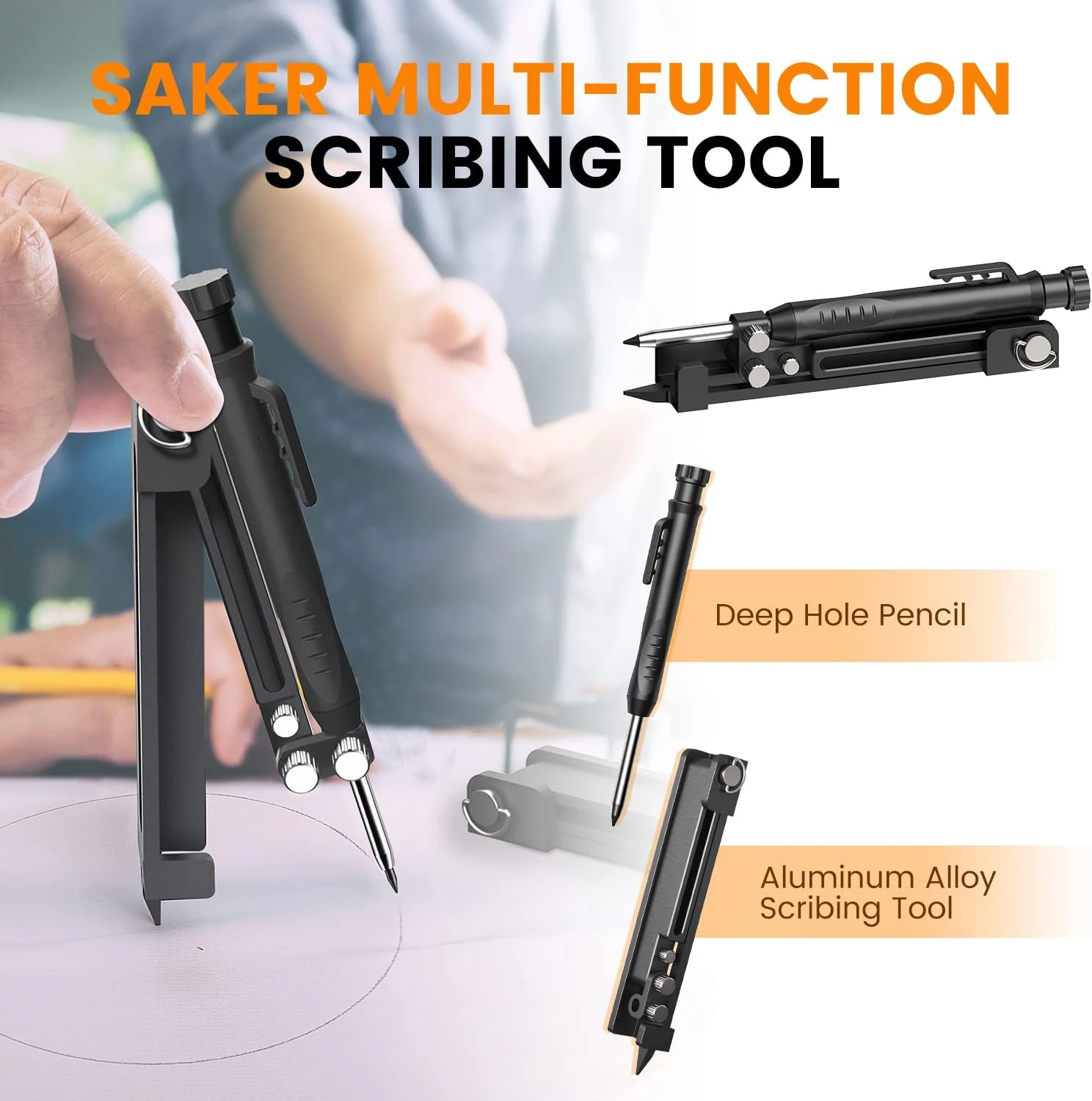 

Multi-function Scribing Tool- Construction Scribe Tool,DIY Carpentry Woodworking Scribe Gauge Scriber Line Maker Measuring Tool