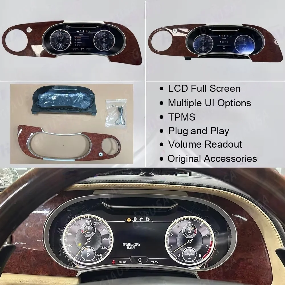 12,3-дюймовый автомобильный ЖК-дисплей приборной панели для Bentley Continental GT 2005-2019 авто цифровой кластер виртуальный кабин спидометр новое обновление