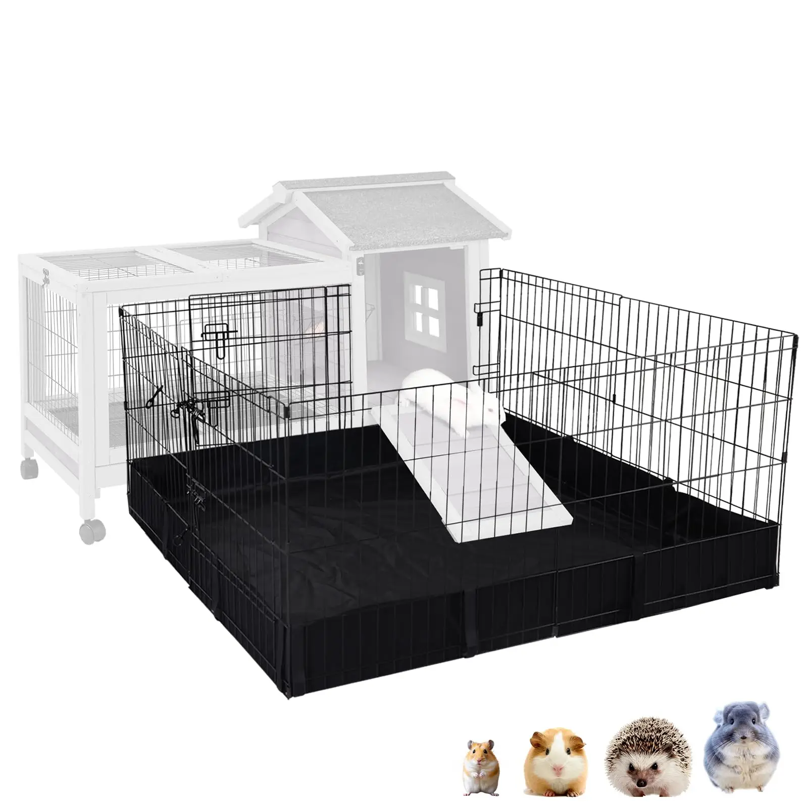 Rabbit Pet Playpen, Bunny Cage with Waterproof Liner, Pet Run Extension for Guinea Pig, Hamster, Chinchillas, Portable