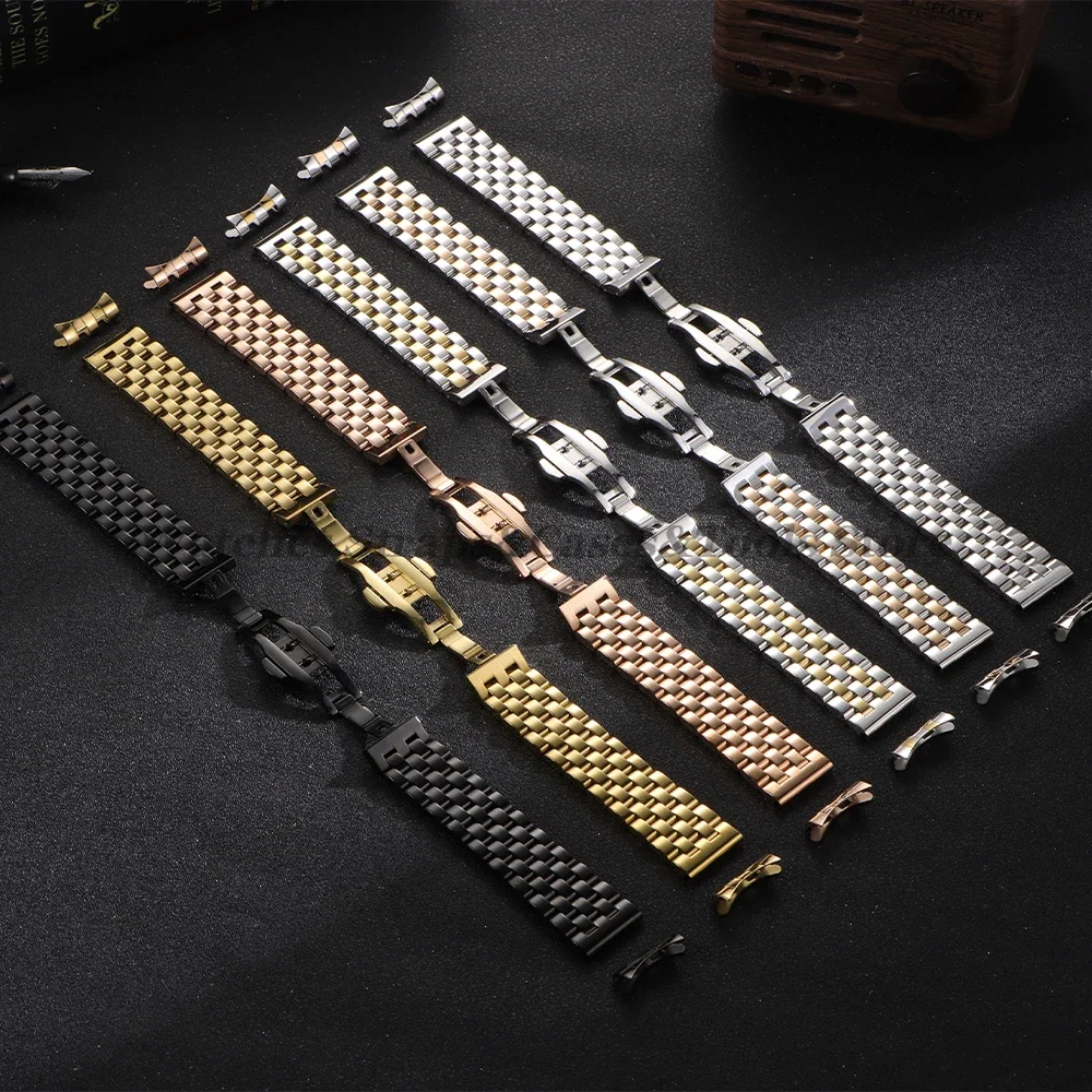 Solid Stainless Steel Strap 18mm 19mm 20mm 22mm High Quality Watchband for Tissot for Citizen for Seiko Curved/FlatEnd Wristband