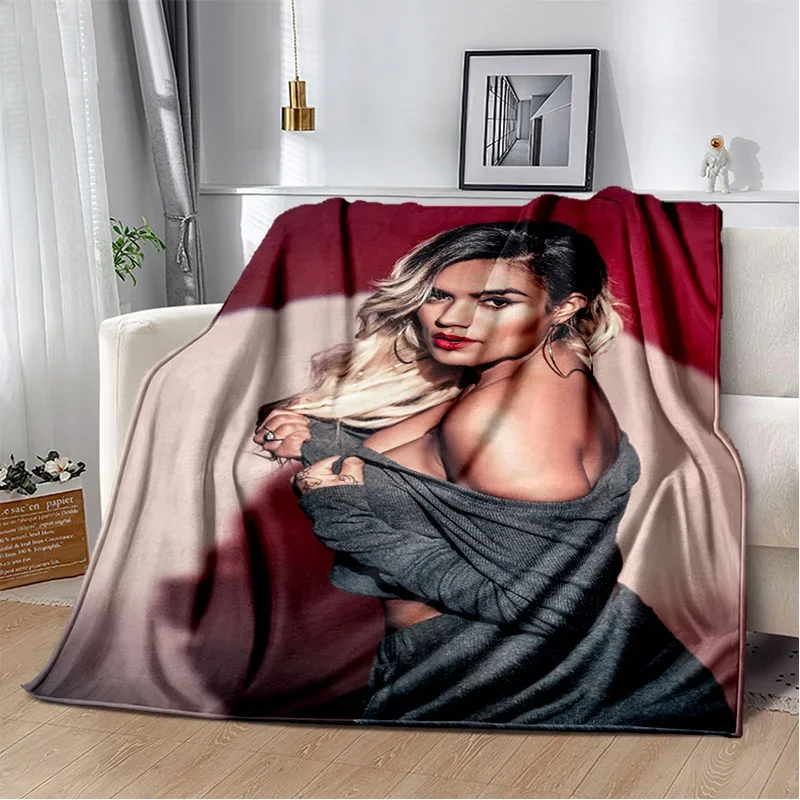 

Karol G Singer HD Blanket Fashion Sofa Air Conditioning Fashionable Leisure Office Travel Cover Blanket Soft Customizable Throw