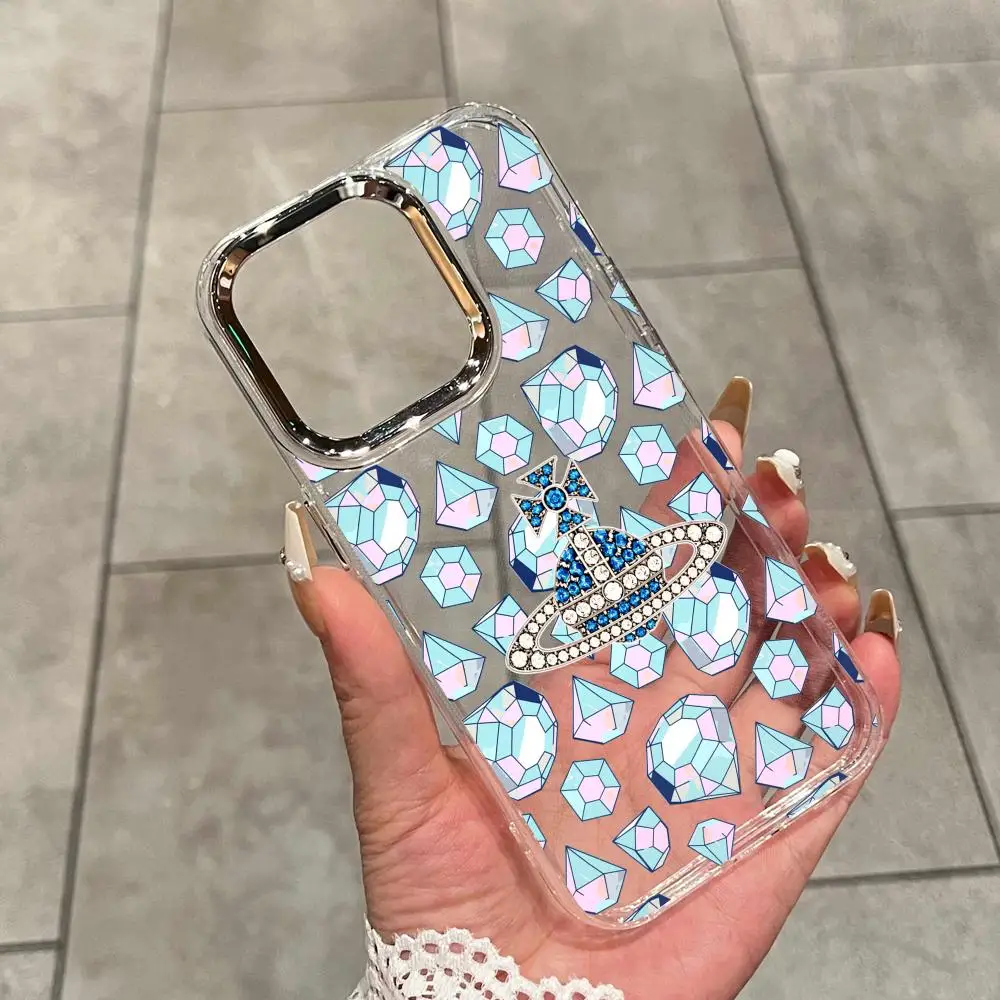 Coque de téléphone V-Vivienne-w-Westwood pour iPhone 17 Air 16 15 14 Plus 13 12 11 Pro Max 16e, antichoc, transparente HD