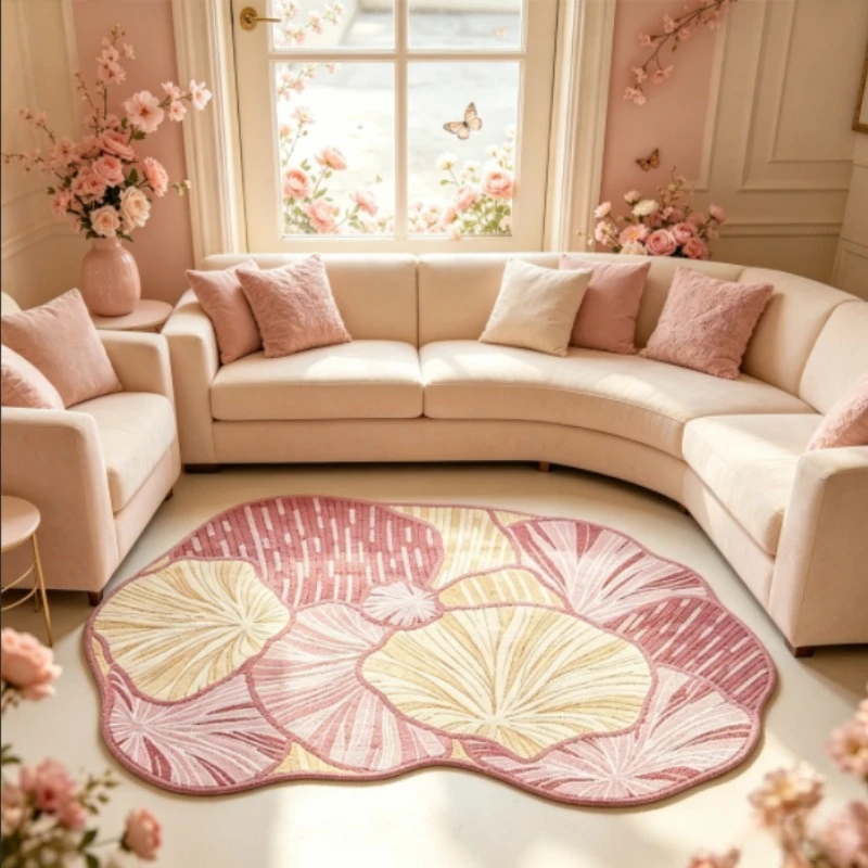 Irregular Shape Living Room Decoration Pink Carpet Home Thick Plush Rug Large Area Rugs for Bedroom Fluffy Soft Lounge Floor Mat